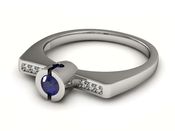 Pierścionek zaręczynowy z szafirem i brylantami - P15248bszc - 2