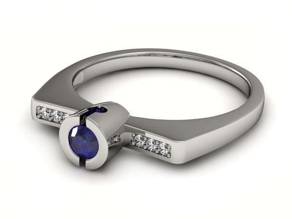 Pierścionek zaręczynowy z szafirem i brylantami - P15248bszc