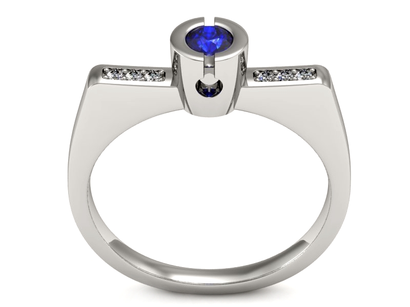 Pierścionek zaręczynowy z szafirem i brylantami - P15248bszc — zdjęcie 3