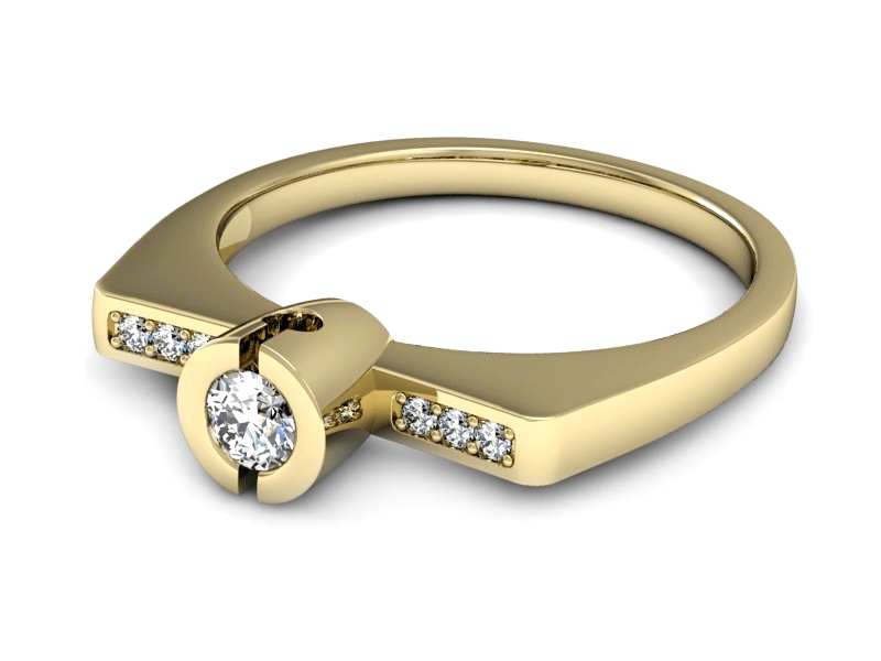 Złoty pierścionek z brylantami żółte złoto - P15248z — zdjęcie 2