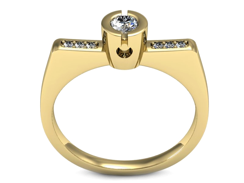 Złoty pierścionek z brylantami żółte złoto - P15248z — zdjęcie 3