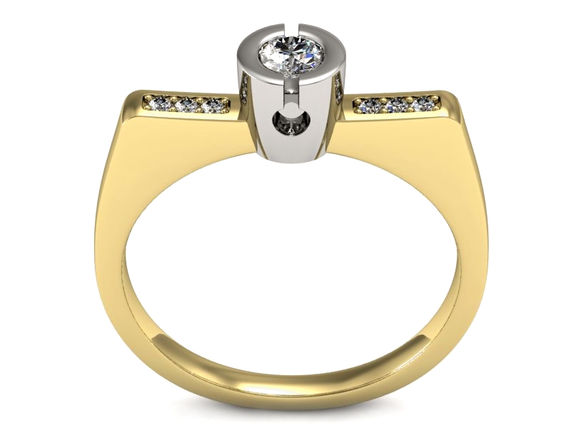 Pierścionek zaręczynowy z brylantami żółte białe - P15248zb — zdjęcie 3