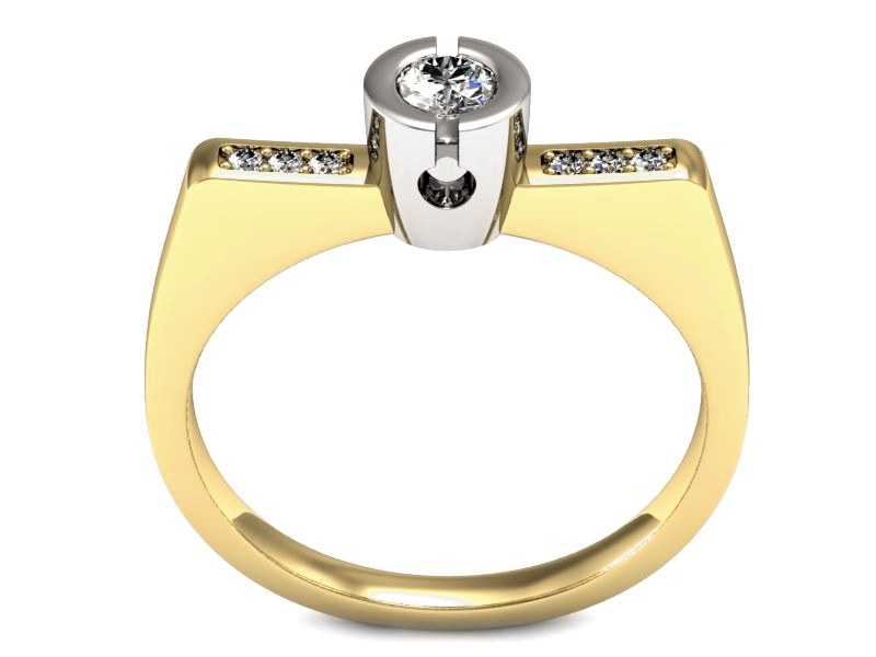 Pierścionek z diamentami żółte białe złoto - P15248zbP — zdjęcie 3