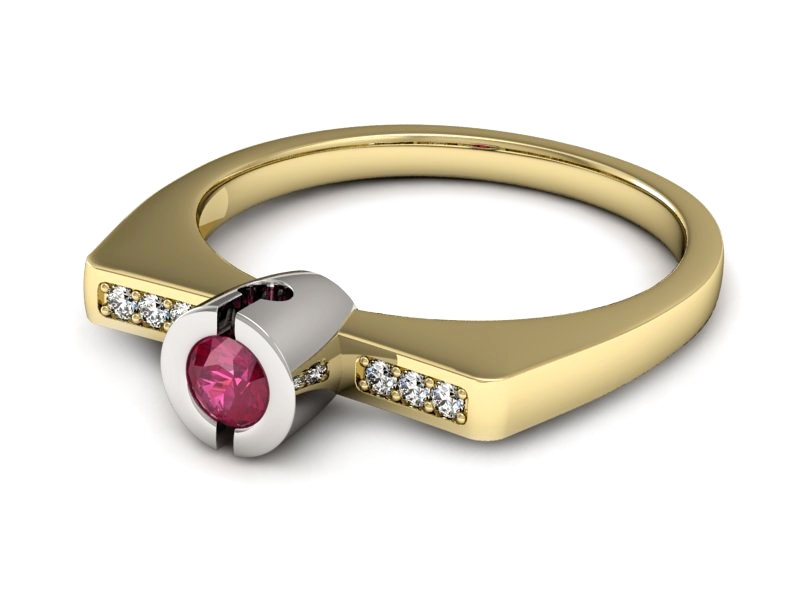 Pierścionek z rubinem i diamentami - P15248zbr — zdjęcie 2