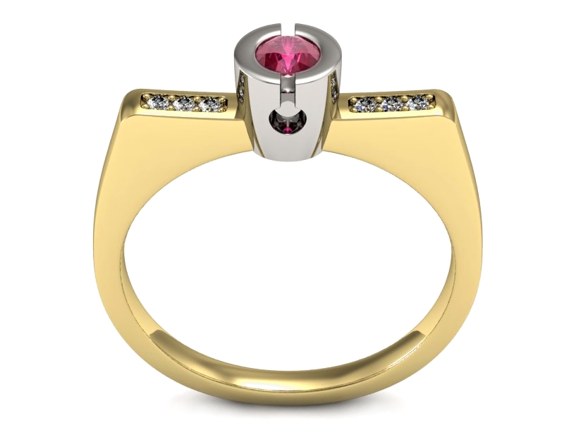 Pierścionek z rubinem i diamentami - P15248zbr — zdjęcie 3