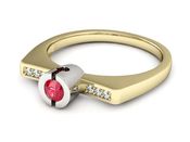 Pierścionek zaręczynowy z rubinem z brylantami - P15248zbr1 - 2