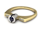Złoty Pierścionek z szafirem i brylantami złoto - P15248zbsz - 2