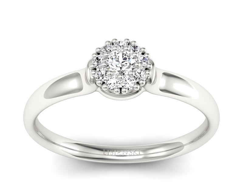 Złoty pierścionek z brylantami białe złoto - P15249b