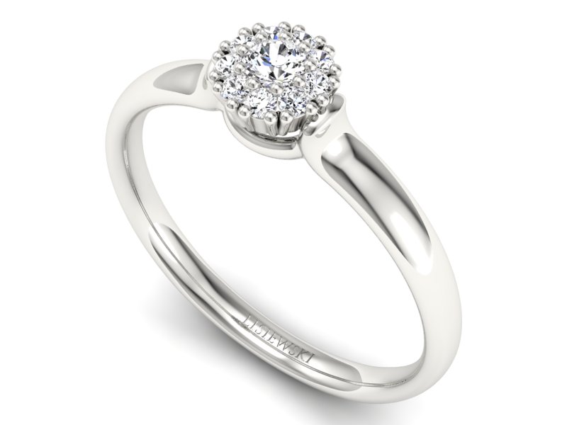 Złoty pierścionek z brylantami białe złoto - P15249b — zdjęcie 3