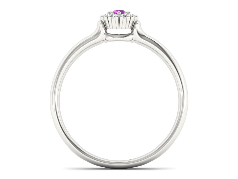 Złoty pierścionek z ametystem i brylantami - P15249bam — zdjęcie 2