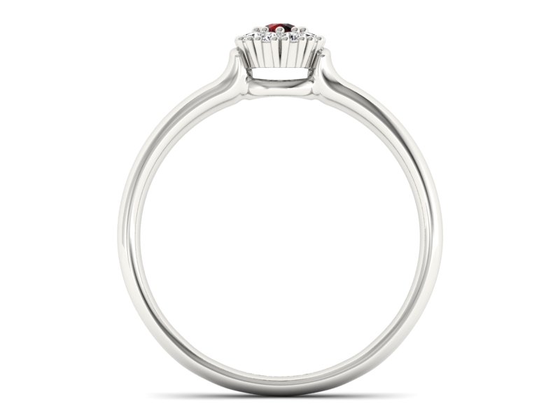 Złoty pierścionek z granatem i brylantami - P15249bgr — zdjęcie 2