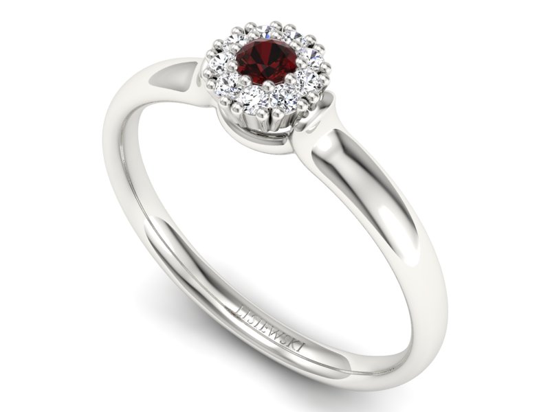 Złoty pierścionek z granatem i brylantami - P15249bgr — zdjęcie 3