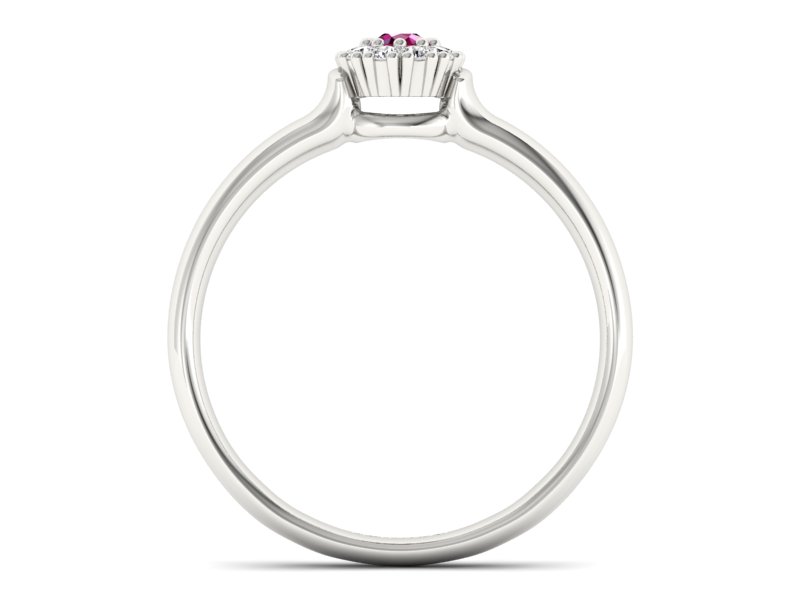 Złoty pierścionek z rubinem i brylantami - P15249br — zdjęcie 2