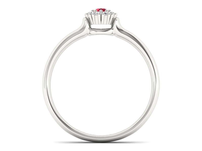 Złoty pierścionek z rubinem i brylantami - P15249br1 — zdjęcie 2