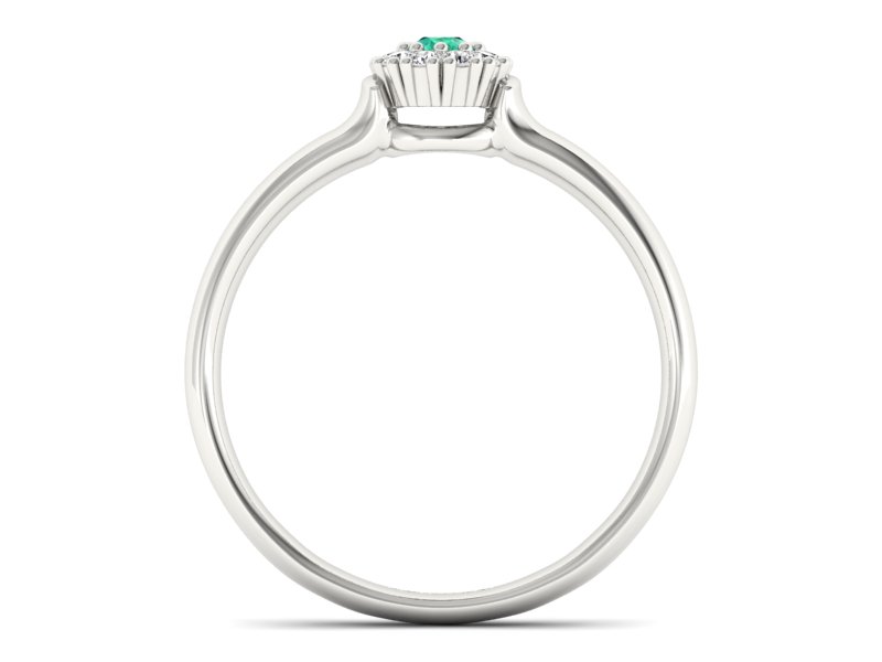 Złoty pierścionek ze szmaragdem i brylantami - P15249bsm — zdjęcie 2