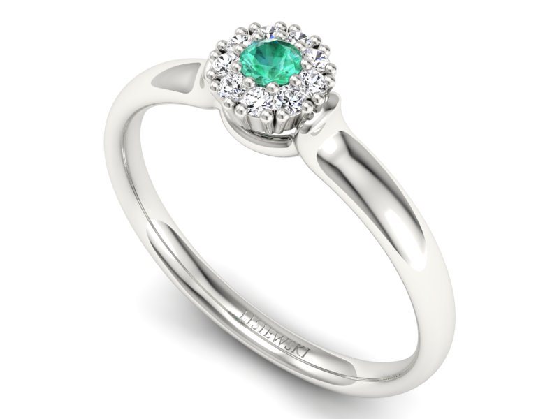 Złoty pierścionek ze szmaragdem i brylantami - P15249bsm — zdjęcie 3