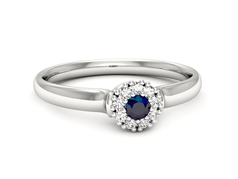 Pierścionek zaręczynowy z szafirem i brylantami - P15249bsz — zdjęcie 5
