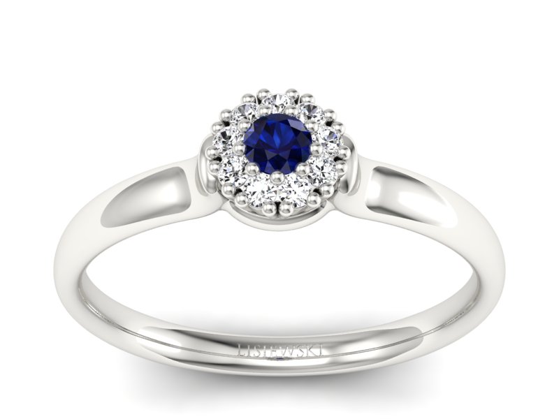 Pierścionek zaręczynowy z szafirem i brylantami - P15249bsz