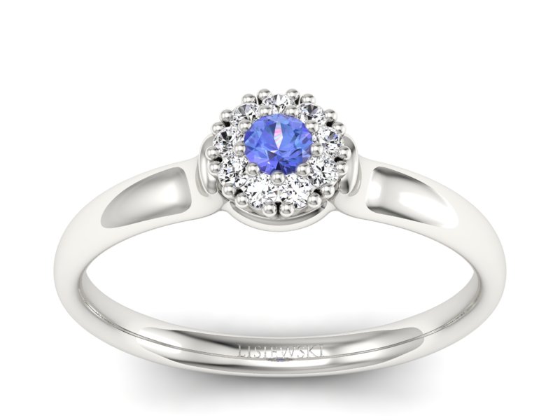Pierścionek z tanzanitem białe złoto i brylantami - P15249bt