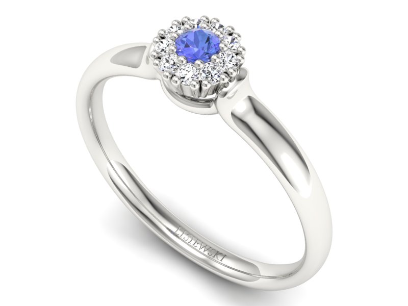 Pierścionek z tanzanitem białe złoto i brylantami - P15249bt — zdjęcie 3