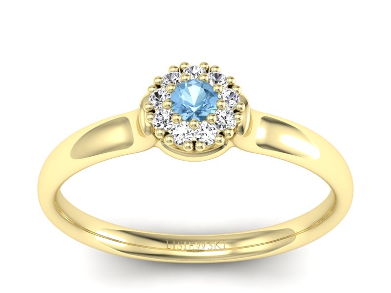 Złoty pierścionek z topazem i brylantami - P15249za