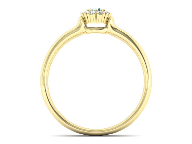 Złoty pierścionek z topazem i brylantami - P15249za — zdjęcie 2