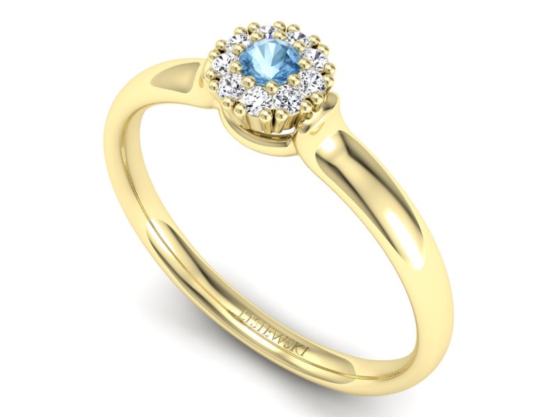 Złoty pierścionek z topazem i brylantami - P15249za — zdjęcie 3