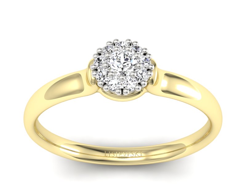 Złoty pierścionek z brylantami - P15249zb