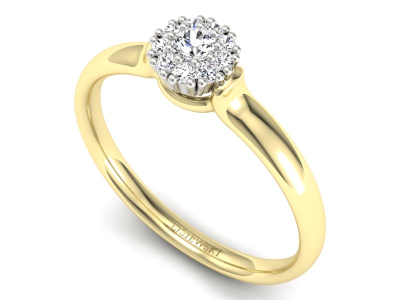 Złoty pierścionek z brylantami - P15249zb — zdjęcie 3