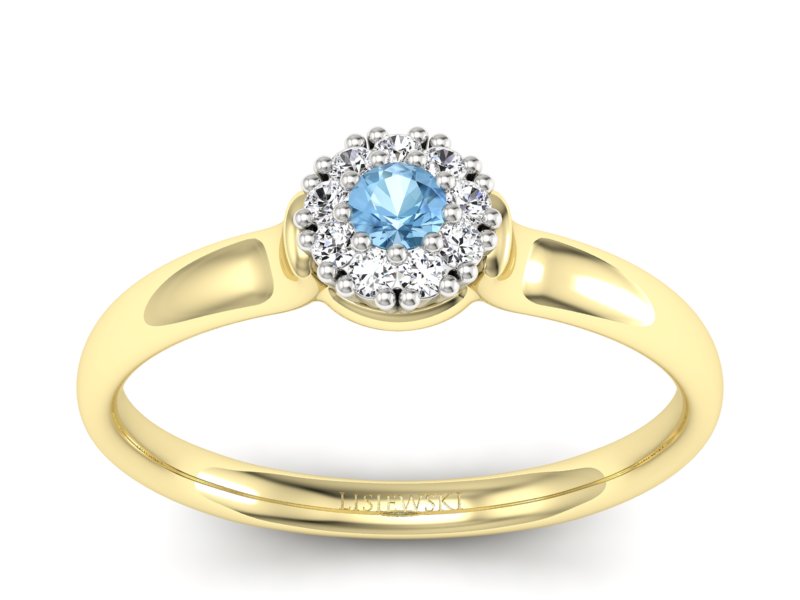 Złoty pierścionek z topazem i brylantami - P15249zba