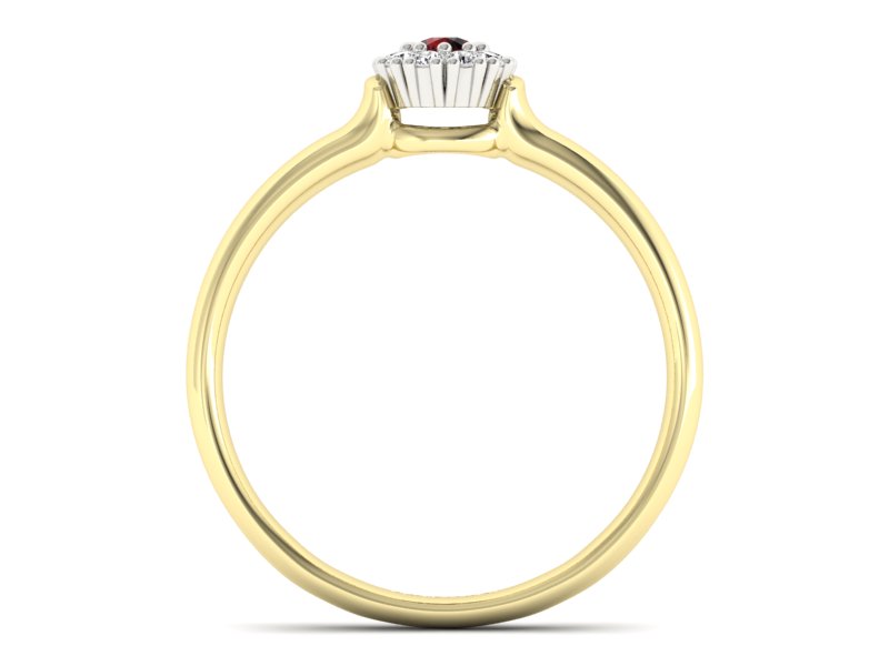 Złoty pierścionek z granatem i brylantami - P15249zbgr — zdjęcie 2