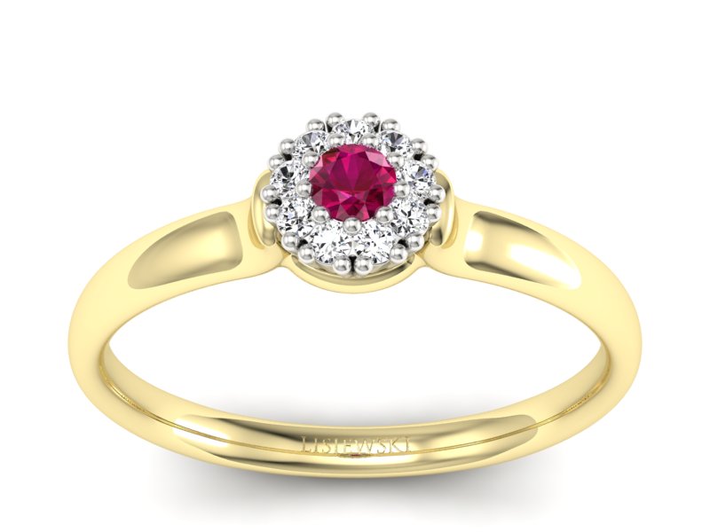 Pierścionek z rubinem i diamentami - P15249zbr