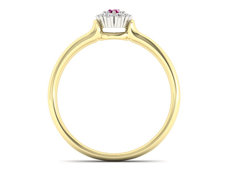 Pierścionek z rubinem i diamentami - P15249zbr — zdjęcie 2