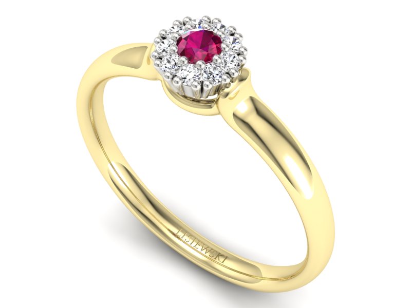 Pierścionek z rubinem i diamentami - P15249zbr — zdjęcie 3