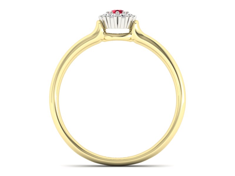 Złoty pierścionek z rubinem i diamentami - P15249zbr1 — zdjęcie 2