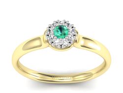 Pierścionek ze szmaragdem i diamentem złoto 585 - P15249zbsm