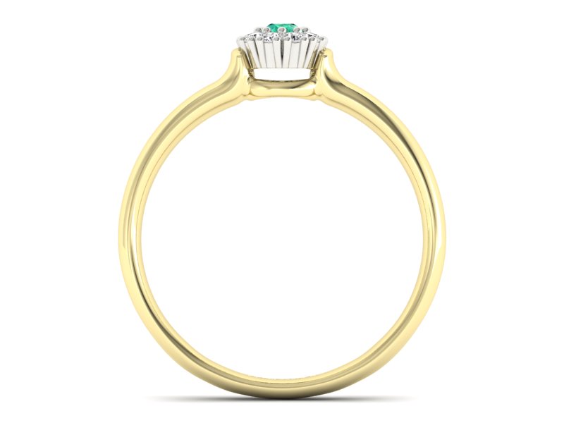 Złoty pierścionek ze szmaragdem i diamentem - P15249zbsm — zdjęcie 2