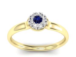 Złoty pierścionek z szafirem i diamentami - P15249zbsz
