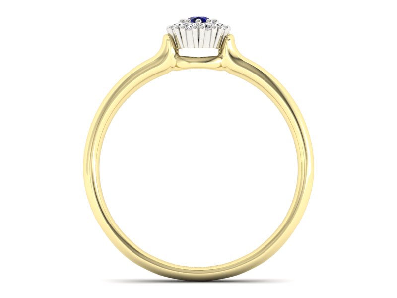 Złoty pierścionek z szafirem i diamentami - P15249zbsz — zdjęcie 2