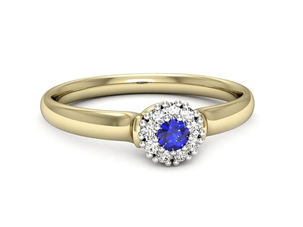 Pierścionek zaręczynowy z szafirem i diamentem - P15249zbszc
