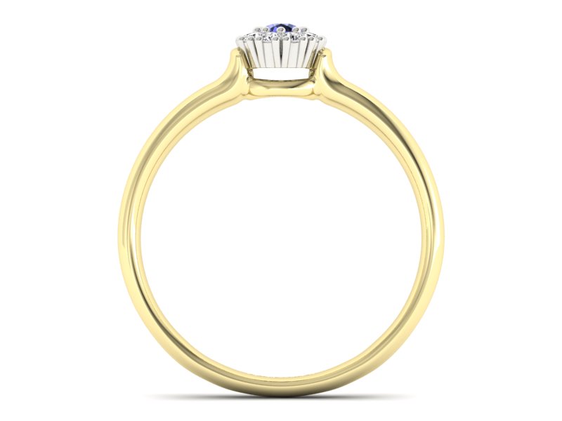 Złoty pierścionek z tanzanitem i brylantami - P15249zbt — zdjęcie 2