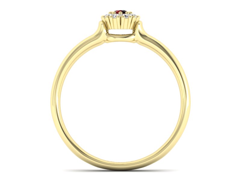 Złoty pierścionek z granatem z żółtego złota - P15249zgr — zdjęcie 2