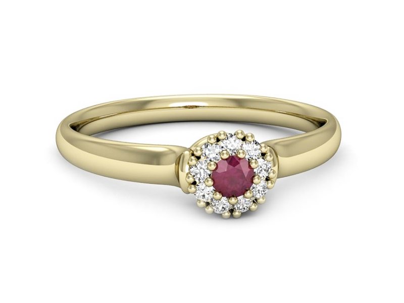 Pierścionek zaręczynowy z rubinem i brylantami - P15249zr — zdjęcie 5