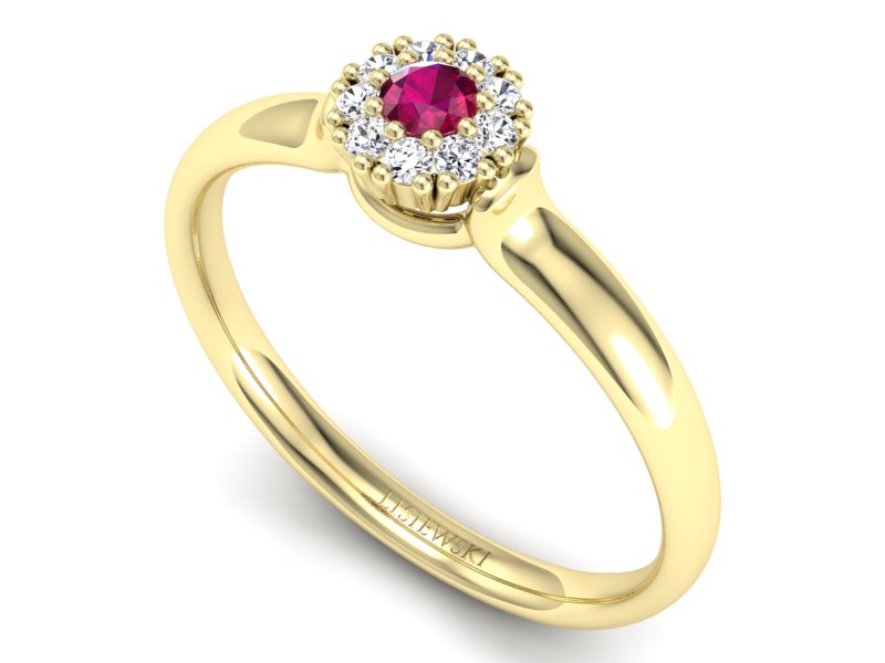 Pierścionek zaręczynowy z rubinem i brylantami - P15249zr — zdjęcie 3