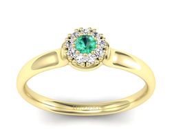 Złoty Pierścionek ze szmaragdem i brylantami - P15249zsm