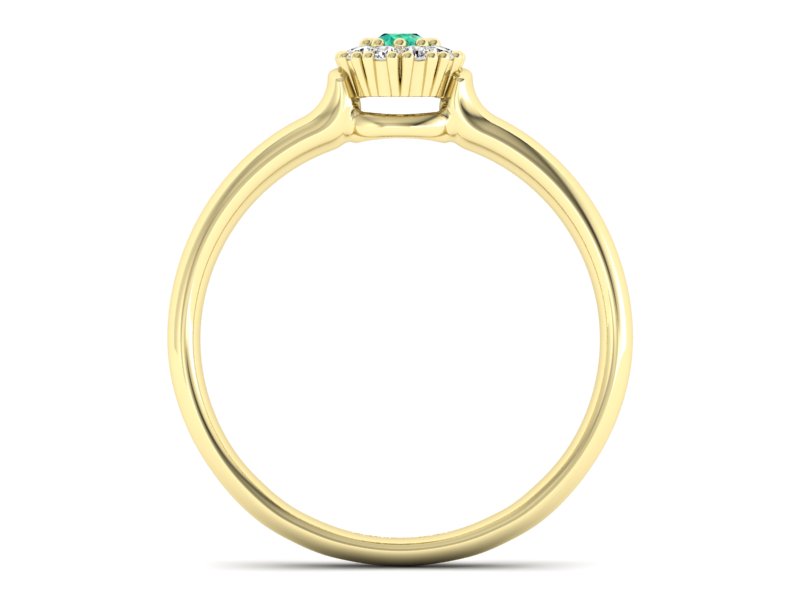 Złoty pierścionek ze szmaragdem i brylantami - P15249zsm — zdjęcie 2