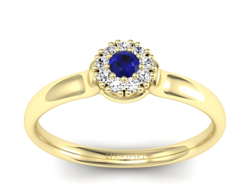 Pierścionek ze spinelem i brylantami żółte złoto - P15249zsp