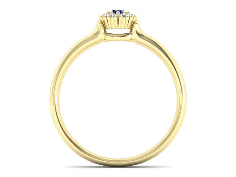 Pierścionek z szafirem i brylantem żółte złoto - P15249zsz — zdjęcie 2