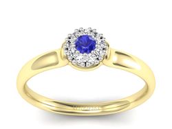 Pierścionek diamenty i szafir żółte złoto 585 - P15249zszc