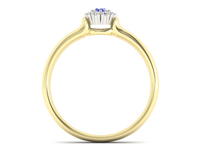 Pierścionek z szafirem i diamentami żółte złoto - P15249zszc — zdjęcie 2